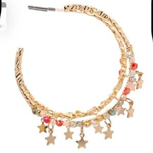 Gold Hoop Earrings with Star Charms
